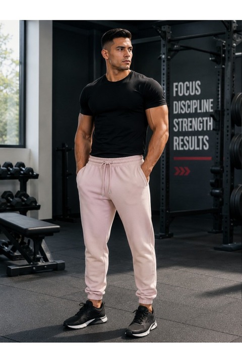 Férfi sportnadrág, NYCO Urban Brushed Sweat Pants, Slim Fit, Vesti - VE818T, Pale Pink