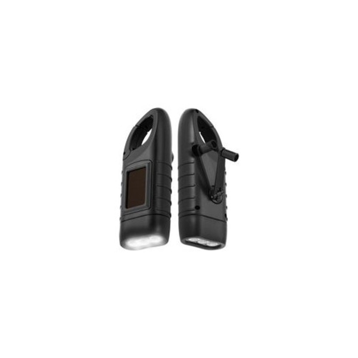 Hordozható lámpa szett 2 darab, fekete, 12.4x4.5x3.2cm, LED, szolár