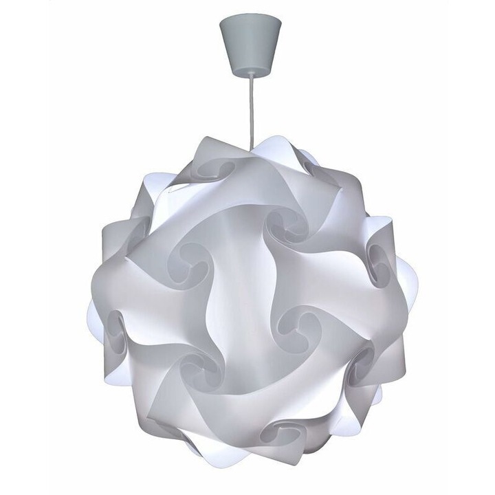 Lustra suspendata DIY, 30cm, alb, set complet, LED E27 12W