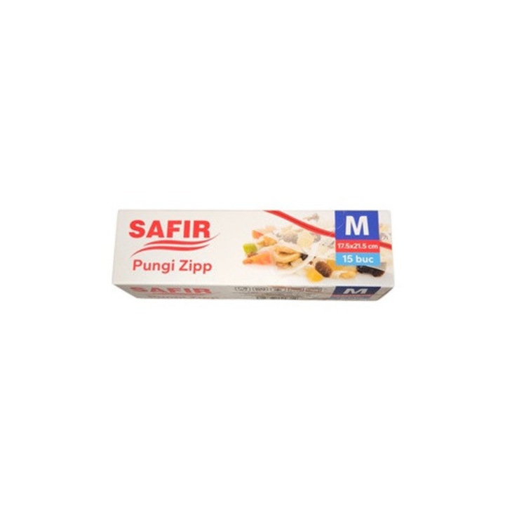 Pungi alimentare Zipp, 17, 5 x 21, 5 cm, 15 buc, Safir M