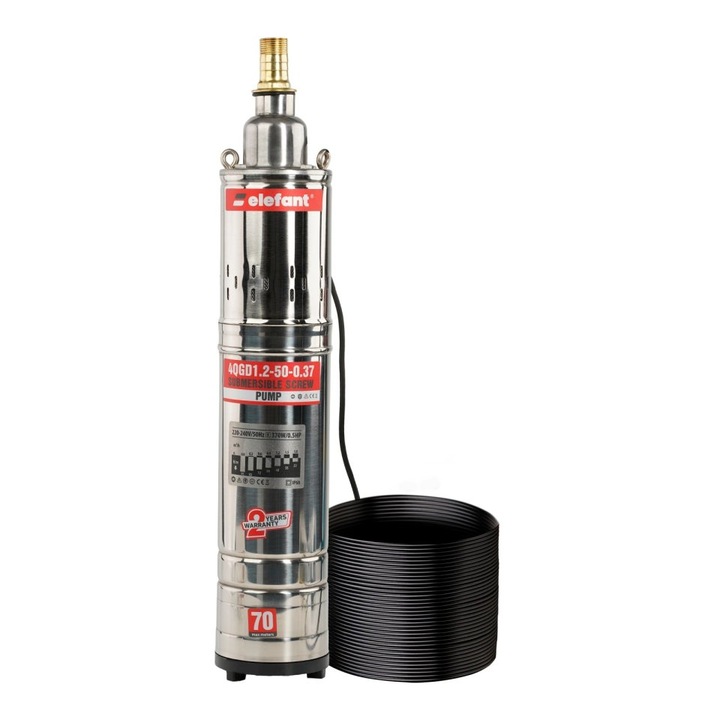 Elefant 4QGD1.2-50-0.37 merülő szivattyú, 1100W, 95 l/perc szállítási teljesítmény, 83 m emelési magasság