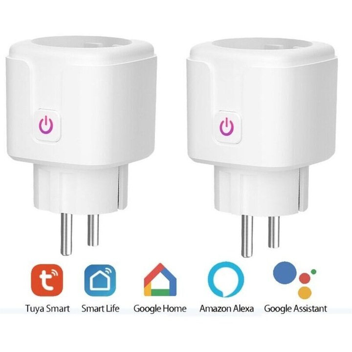 2 db okos dugalj WiFi hangvezérlés programozható energiafogyasztás fehér 3x2