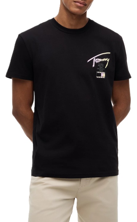 Мъжка тениска, Tommy Hilfiger, Памук, Черен, S INTL