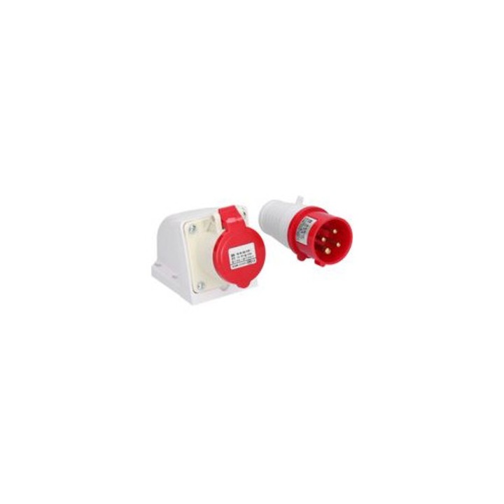 Ipari dugalj készlet 3P+E, IP44, 380-415V, 16A, PA66, sárgaréz