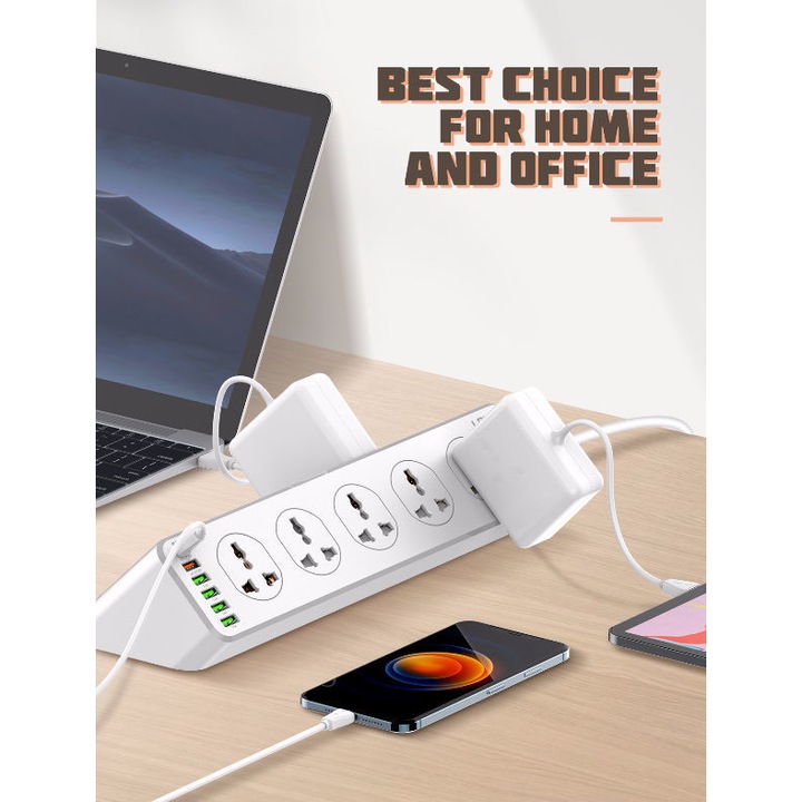 SC10610 30W 6-portos USB töltő hosszabbító tápegység Digital One LSSS01547 – 289583, 30W, USB, PD, USB-C
