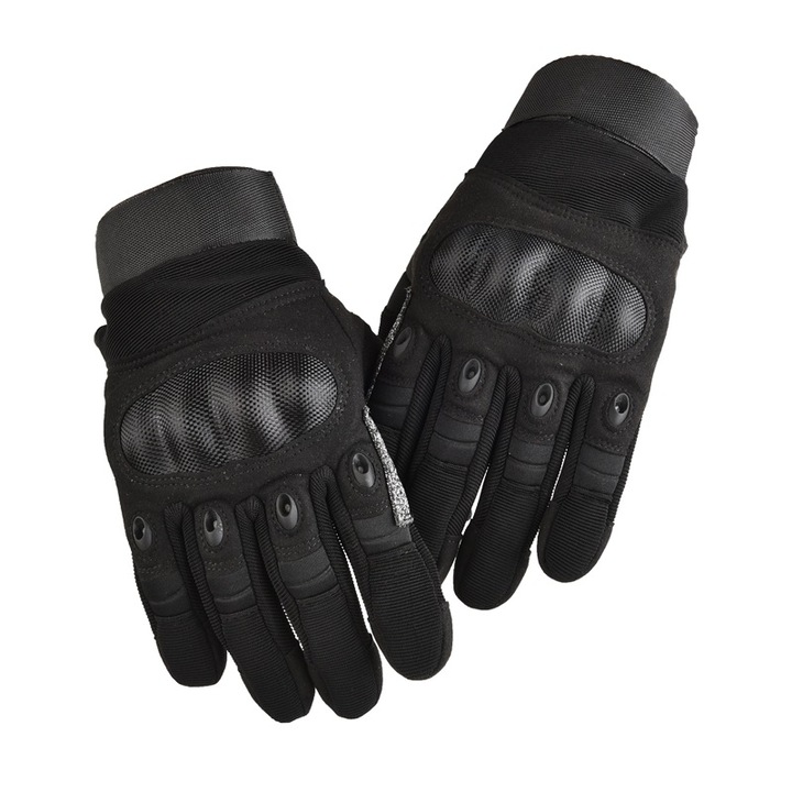 Manusi tactice, cu protectie impotriva taieturilor, cu degete intregi, compatibile cu ecranul tactil, ORBER, antiderapante, respirabile, potrivite pentru ciclism in aer liber, 27*17*4 cm, negru
