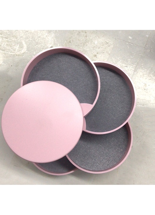 2 db forgatható ékszerdoboz készlet, 4 szintes, fehér-rózsaszín, 10x10x10cm