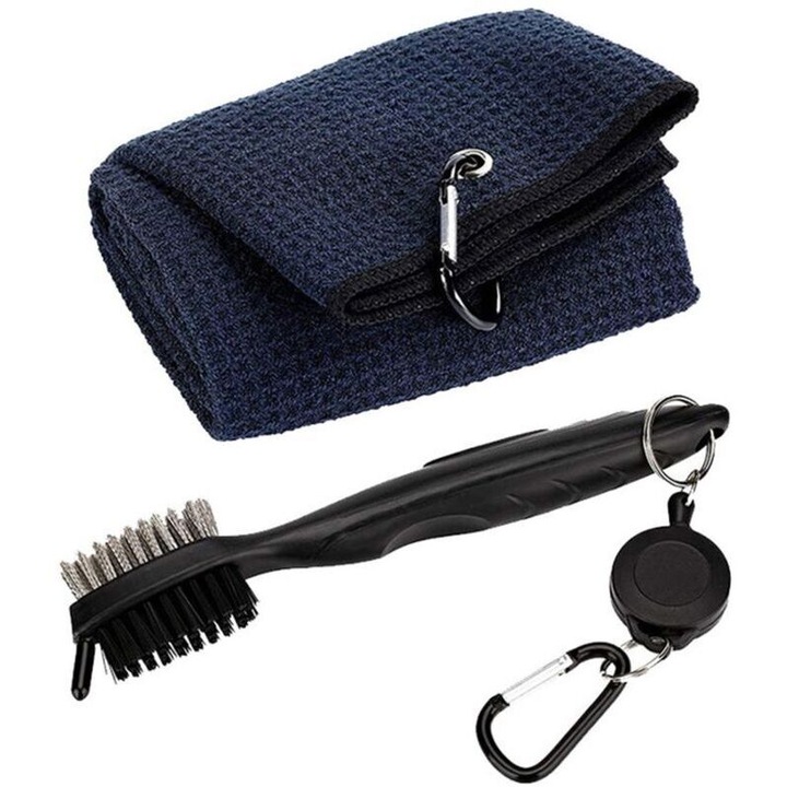 Set curatare golf microfibra, prosop waffel, perie retractabila, gri