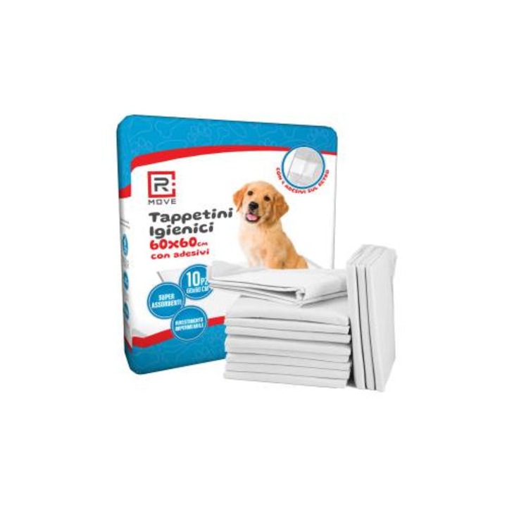 Covorase igienice absorbante pentru Caini, RMove, 60x60 cm, 10 Bucati, Albe