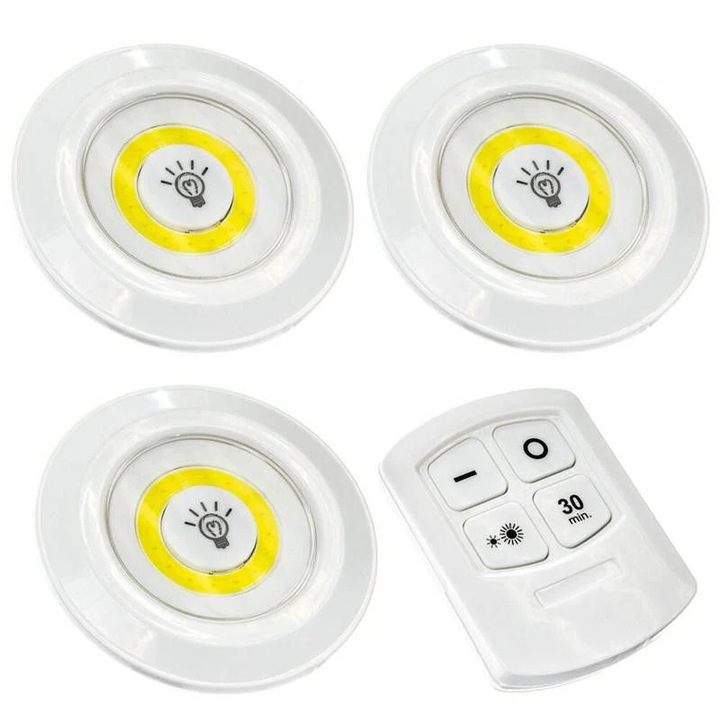 Комплект от 3 LED лампи 3W COB с дистанционно управление