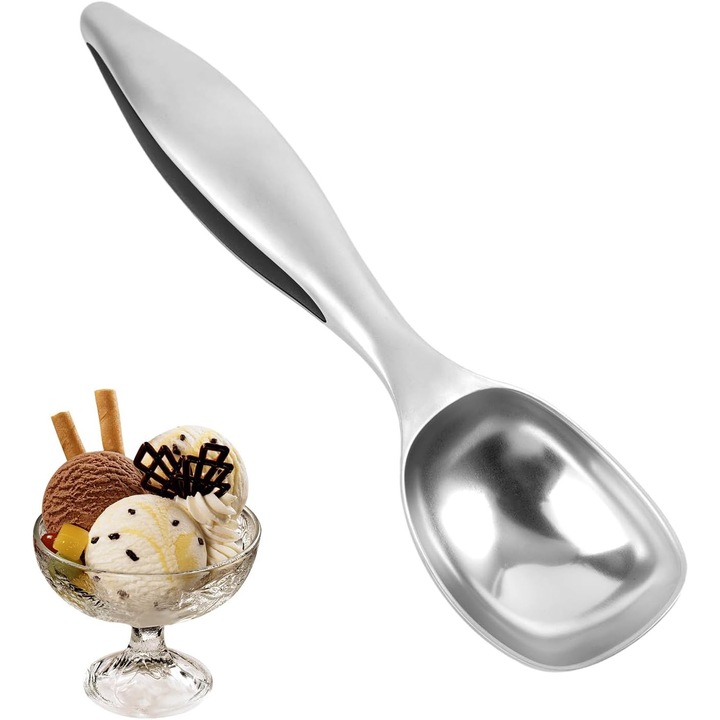 Lingura pentru inghetata aluminiu, neaderenta, ergonomic, argintiu