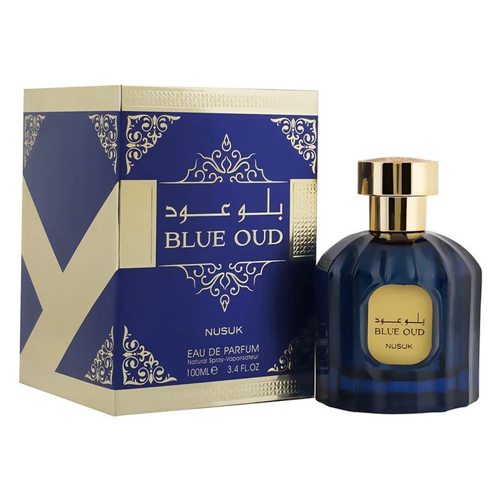 Nusuk Blue Oud Eau de Parfum, Unisex, 100 ml, 2 ml parfüm mintával