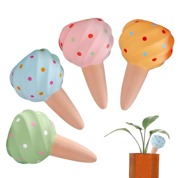 Set 8 bucati, picuratoare automate din teracota in forma de cornet, poroase, reutilizabile, multicolor, 8 x 1 buc