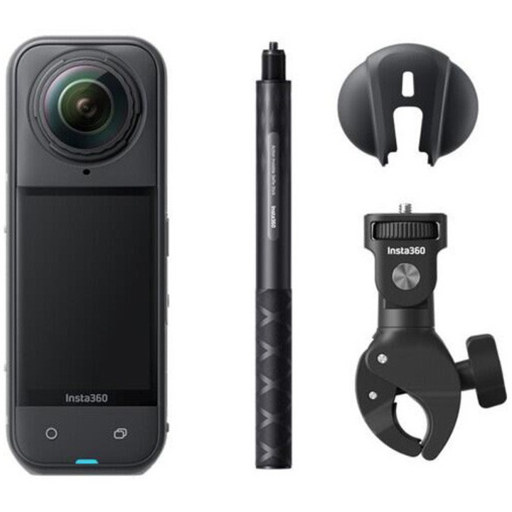Спортна видеокамера Insta360 X5, 8K, 360°, Комплект за мотоциклет
