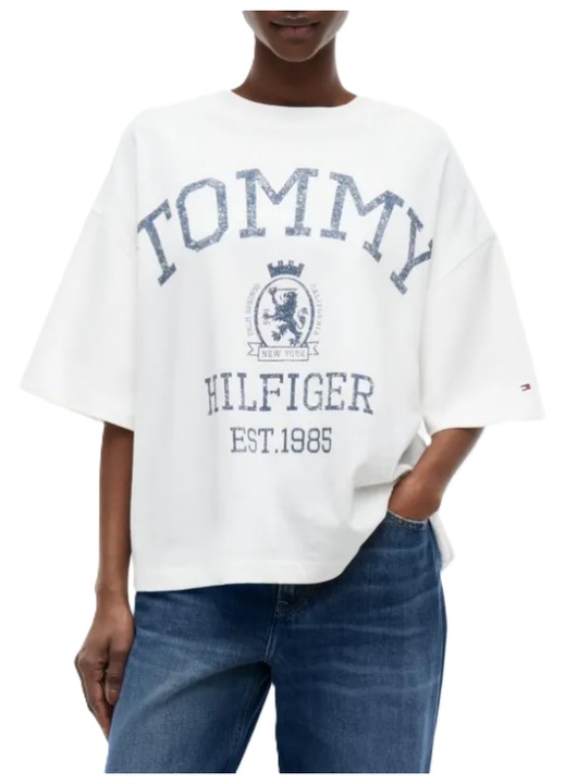 Дамска тениска, Tommy Hilfiger, Памук, Бял, S INTL