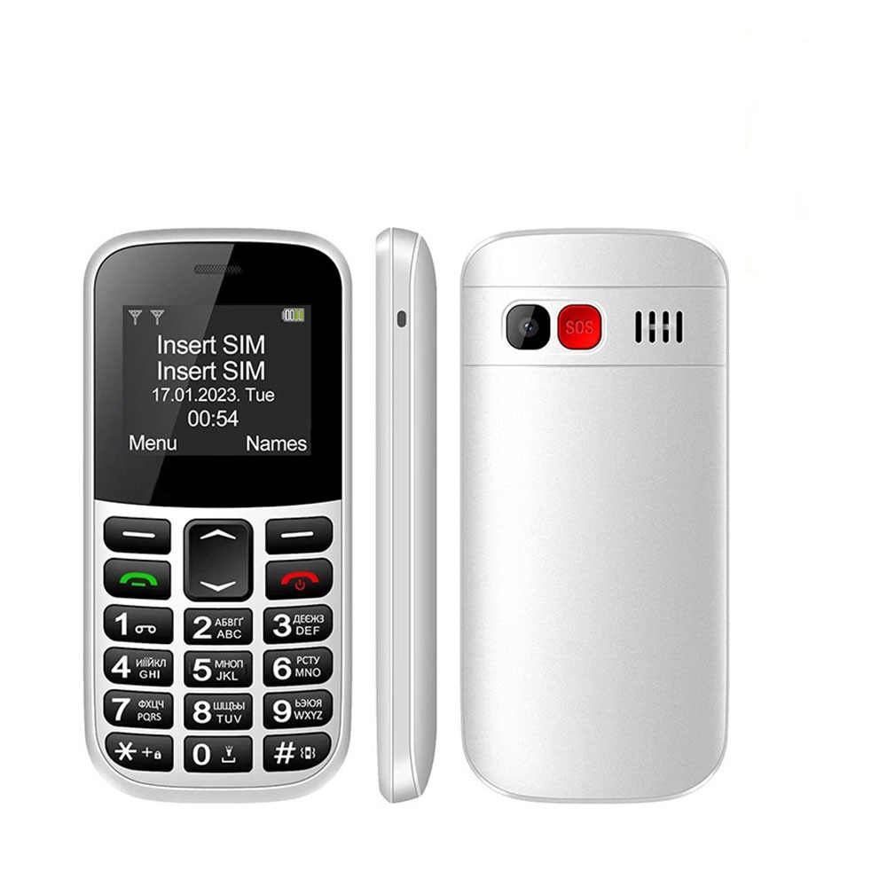 Telefon mobil pentru seniori, Garsonal®, 1.77", butoane mari, buton SOS, cu meniul in limba Romana, functiile de lanterna si radio FM, USB-C, 120 de ore de timp de asteptare, Alb
