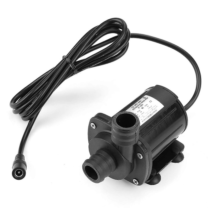 Водна помпа JT-1000A-12, безчетков мотор 12V, дебит 1500 L/h, напор 3 м, регулиране на скоростта, амфибия, връзка 20 мм, черна, 1 бр