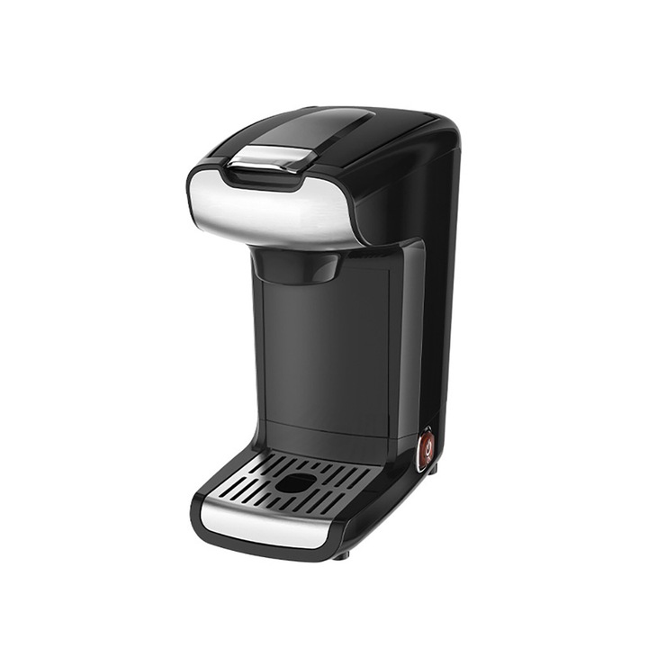 Kapszulás kávéfőző, 750 W, 220 V, 300 ml, elektromos, fűtött, könnyen tisztítható, ORBER, nyomásos pumpával, kompakt, otthoni használatra, egy csészés, műanyag, 27 x 24 x 16 cm, fekete