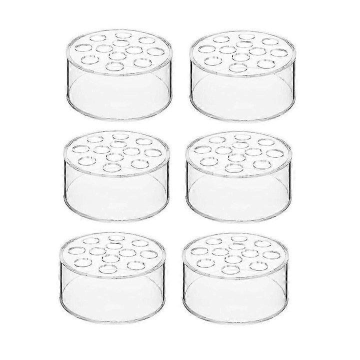 Set 6 bucati, vaza acrilica rotunda cu 12 orificii, capac rabatabil, etansa, transparent