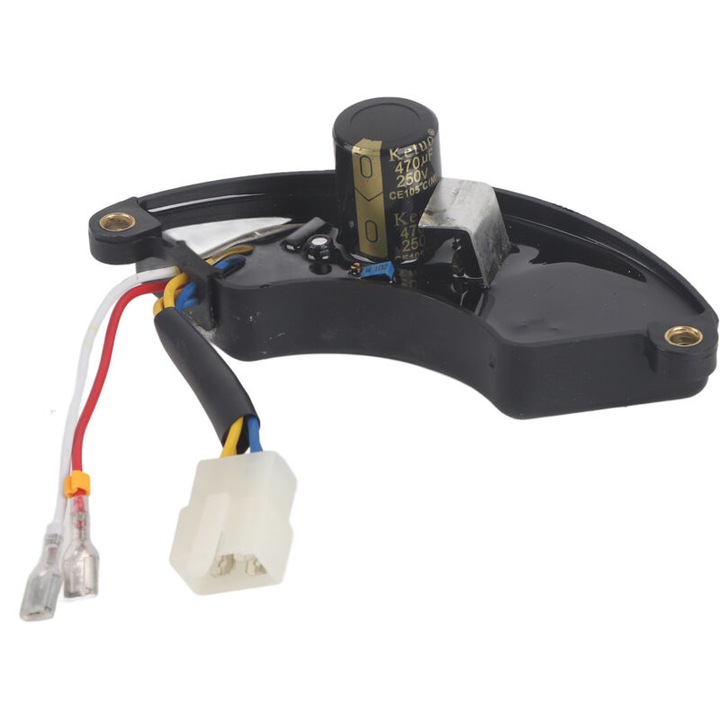 Regulator tensiune AVR universal, stabilizator pentru generatoare 5-6.5 kW pe benzina/diesel, monofazat 220 V, in forma de semiluna, ABS rezistent la soc si zgarieturi, negru, 1 buc