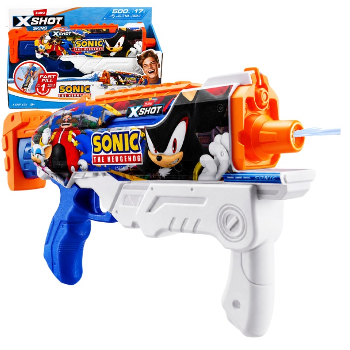 Pistol cu apa Zuru X-Shot Sonic The Hedgehog 500ml 10m