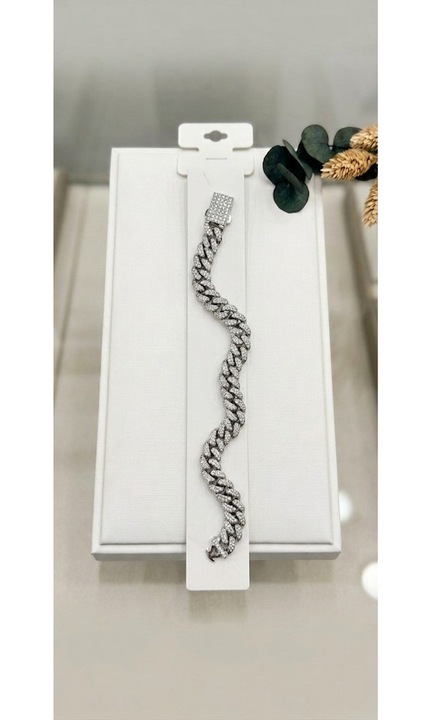 Női ezüst karkötő nagy szemekkel és csillogó kövekkel, elegáns design, díszdoboz, Casa Shop