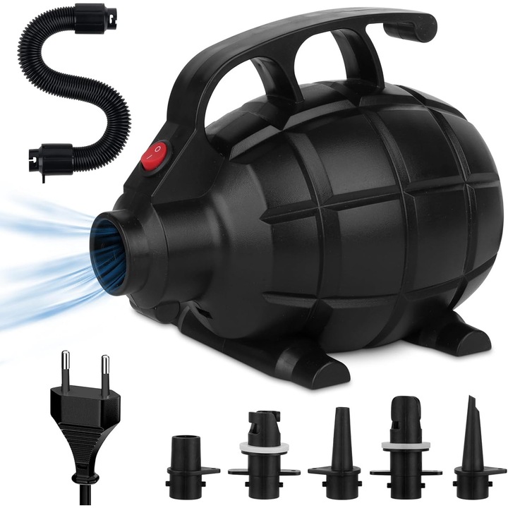 Elektromos légpumpa 600W, 5 fúvóka, multifunkcionális, hordozható