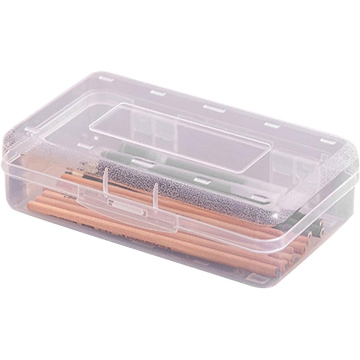 Penar plastic transparent 20.3x12.2cm capacitate mare stivuibil