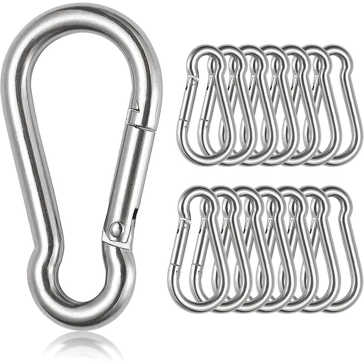 Set 15 carabiniere 6x60mm, otel galvanizat, capacitate 180kg