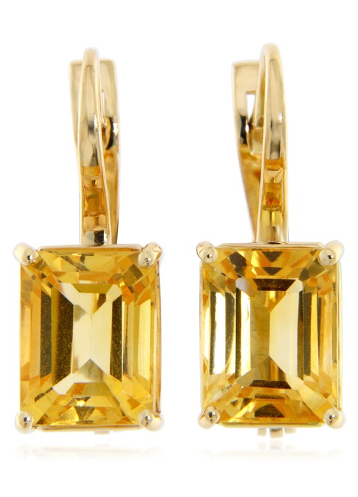 Cercei aur galben 14K cu citrin natural, model cu tortite