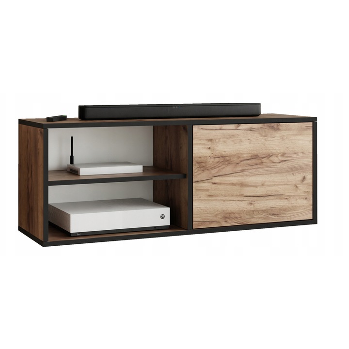 KIER EDI 2 nyitott TV komód – laminált PAL nappali bútor, 104x42x38 cm – Craft Arany Tölgy, prémium minőség, saját összeszerelés