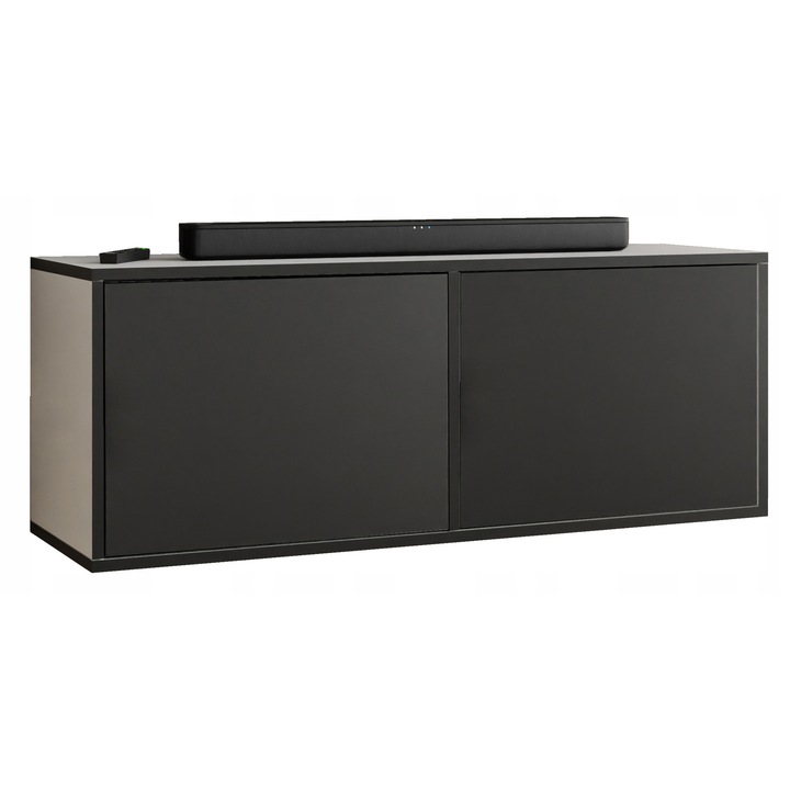KIER EDI 2 TV szekrény ajtókkal – laminált forgácslap nappali bútor, 104x42x38 cm – Fehér és Fekete, prémium minőség, saját összeszerelés