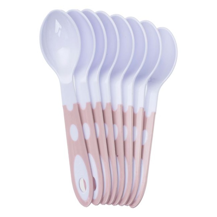 Újrafelhasználható fehér műanyag kanalak nude nyéllel 18cm - 8db