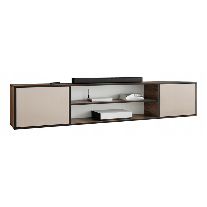 KIER EDI 4 nyitott TV komód – laminált PAL nappali bútor, 206x42x38 cm – Craft Arany Tölgy, prémium minőség, saját összeszerelés
