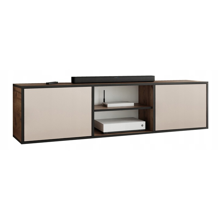 KIER EDI 3 nyitott TV komód – laminált forgácslap nappali bútor, 156x42x38 cm – Craft Arany Tölgy, prémium minőség, saját összeszerelés