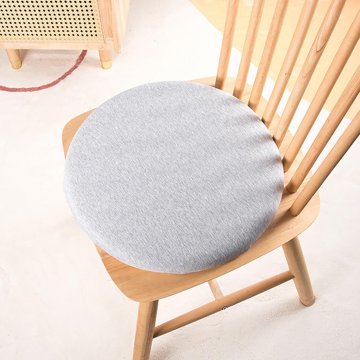 Kerek ülőpárna, 100% memóriahab, csúszásgátló kapcsokkal, levehető poliészter huzat, szürke, O 30 cm, 1 db.