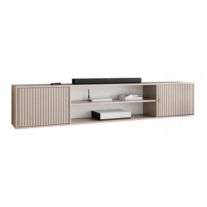 KIER ELI 4 nyitott TV szekrény – laminált PAL nappali bútor, 206x42x38 cm – Többszínű, prémium minőség, saját összeszerelés