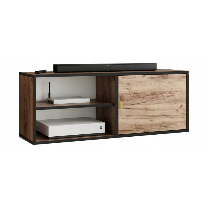KIER LUNO 2 nyitott TV komód – laminált PAL nappali bútor, 104x42x38 cm – Craft Arany Tölgy, prémium minőség, saját összeszerelés