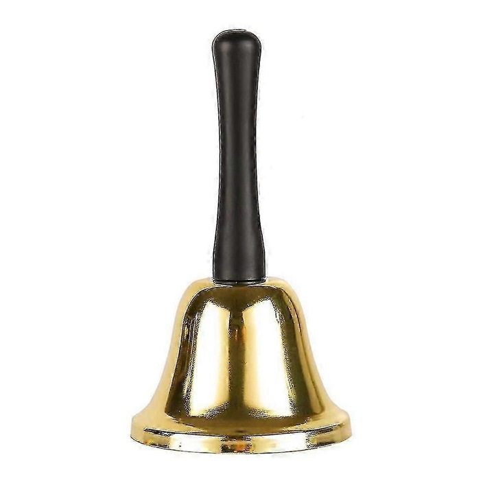 Clopotel de mana vintage, metal si lemn, auriu si argintiu, 12x6.5cm, decorativ si multifunctional