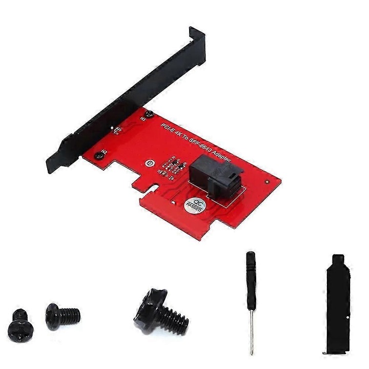 Платка адаптер PCIe 4.0 x4 SFF-8643 към U.2, PCB, черна