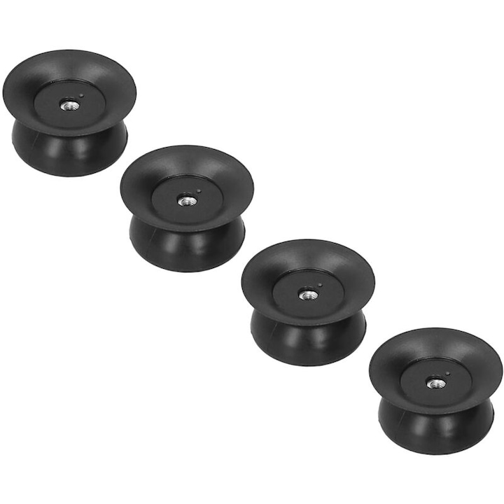 Buton capac/maner capac pentru oala din plastic fenolic rezistent la temperatura, montare cu surub 5 mm (suruburi si saibe neincluse), negru, 4 bucati