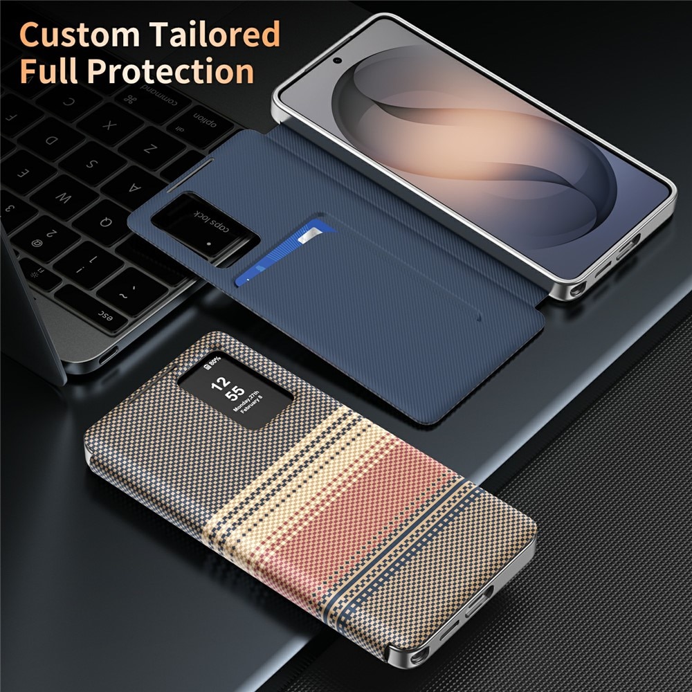 Husa pentru Samsung Galaxy S26 Ultra Smart View din piele, Model Gradient, Raspuns apel fara deschidere, Protectie 360°, Inchidere Magnetica, Protectie Camera, Protectie Sporita, Maro
