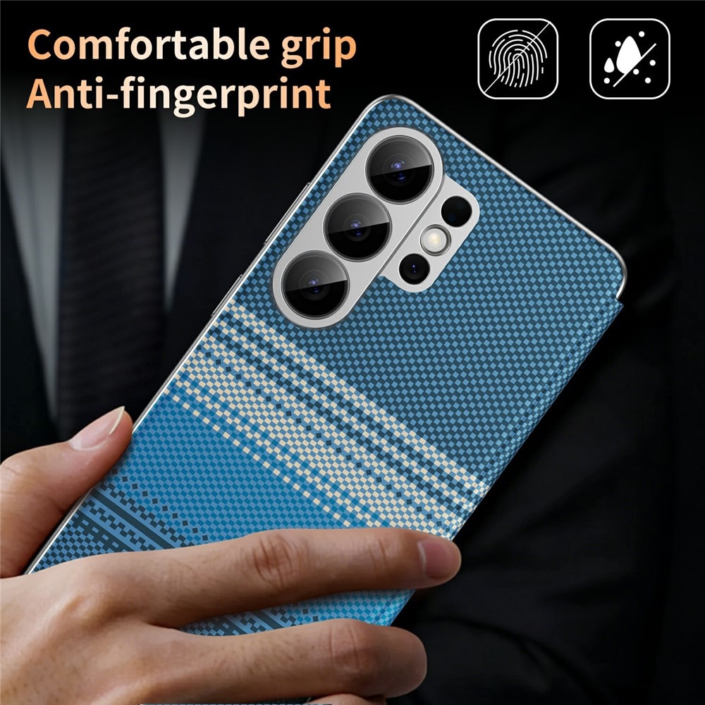 Husa pentru Samsung Galaxy S26 Ultra Smart View din piele, Model Gradient, Raspuns apel fara deschidere, Protectie 360°, Inchidere Magnetica, Protectie Camera, Protectie Sporita, Albastru