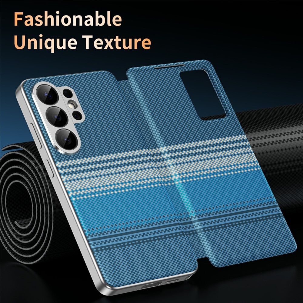 Husa pentru Samsung Galaxy S26 Ultra Smart View din piele, Model Gradient, Raspuns apel fara deschidere, Protectie 360°, Inchidere Magnetica, Protectie Camera, Protectie Sporita, Albastru