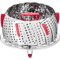 Cos pentru gatit la aburi Tefal Ingenio+, inox, diametru reglabil, compatibilitate cu masina de spalat vase, argintiu & rosu