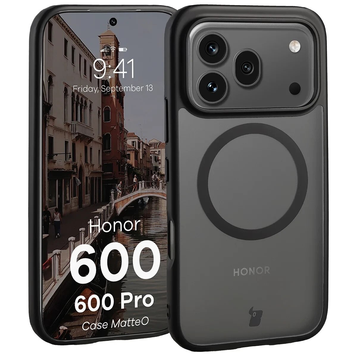 Carcasa Bizon MatteO cu MagSafe compatibila cu Honor 600 5G / 600 Pro 5G, Negru