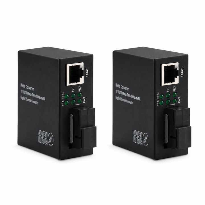 Set Media Convertoare Gigabit WDM 20 km, Braun Group, GTR20WA-GTR20WB, Tx 1550 nm / Rx 1310 nm