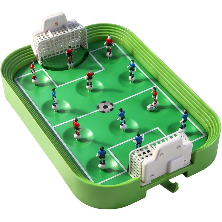 Foosball asztal/asztali foci asztal, 3-12 éves gyermekeknek, tartós polipropilénből, zöld, 1 db