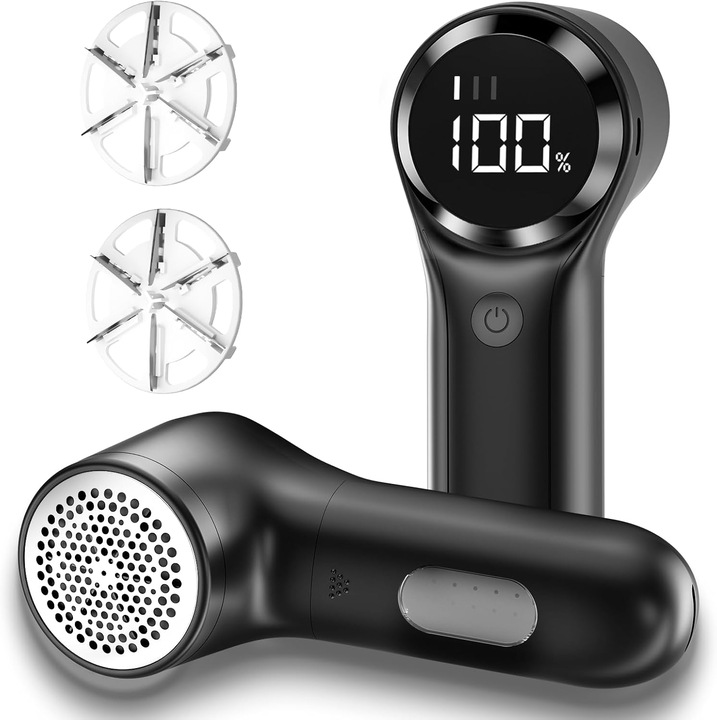 Szőrtelenítő/szöszeltávolító, újratölthető 1200 mAh, 60 perc üzemidő, 3 sebességfokozat, LED kijelző, 6 komponensű pengék, levehető tartály, USB, Fekete