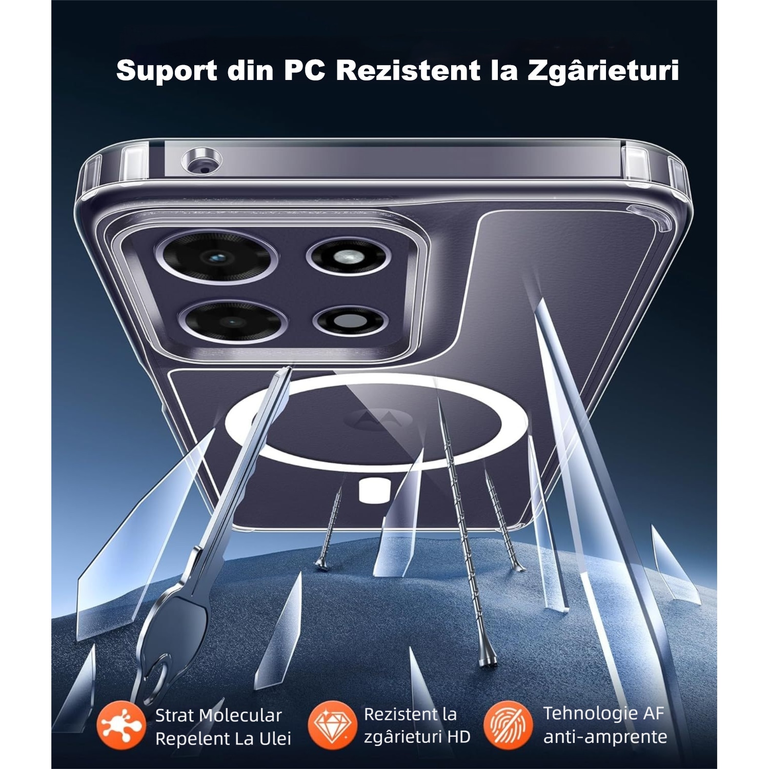 Husa MagSafe Compatibil cu Motorola Moto Edge 70 Fusion, MOGU, Carcasa din PC Rezistenta pentru Partea din Spate, Margini din TPU Rezistente la Socuri, Husa de Protectie de Nivel Militar, Husa Magnetica si Anti-ingalbenire, Transparenta